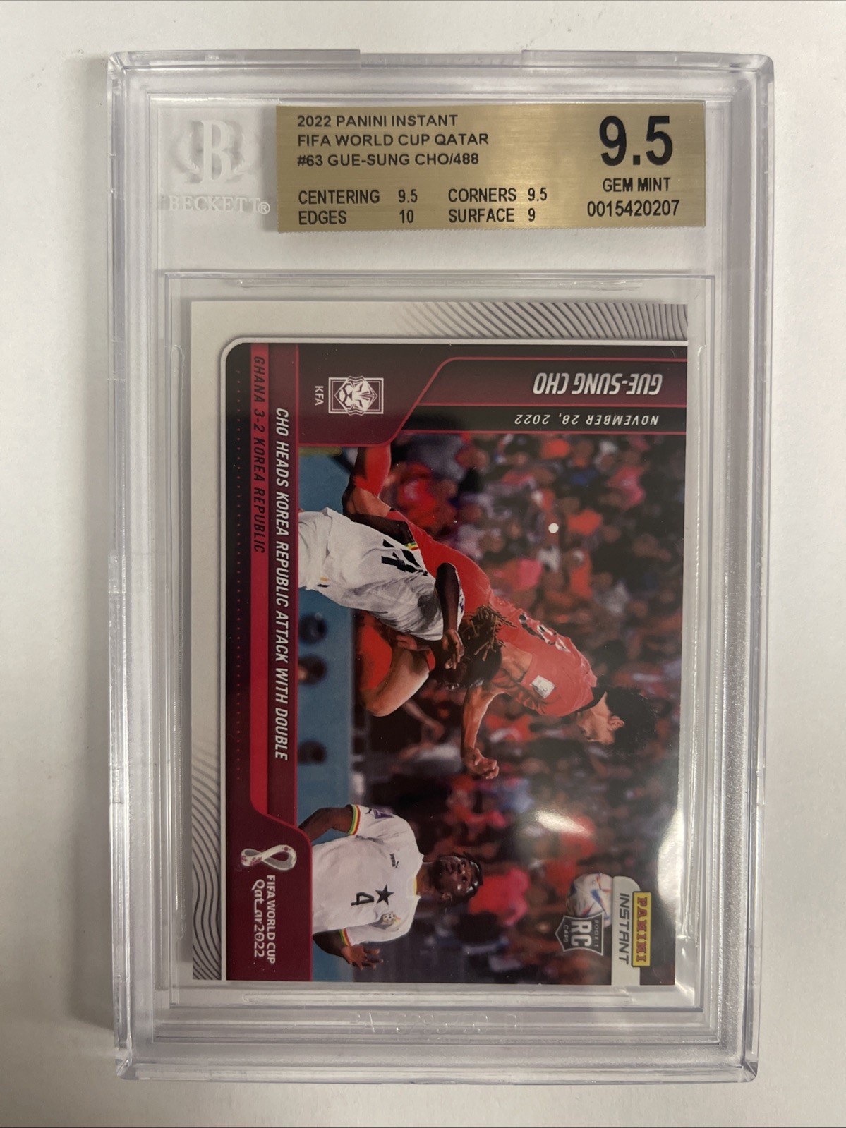 2022 Panini Instant World Cup Gue-Sung Cho #63 RC Rookie PR /488 BGS 9.5 GEM MT