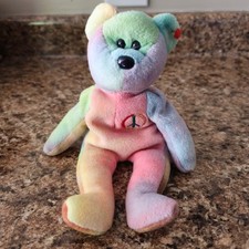 TY Peace Bear. 1996 RARE PVC. RETIRED. NO TAG