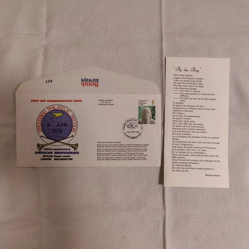 200th anniv American Independence - 1976 - British airways concorde -flown cover