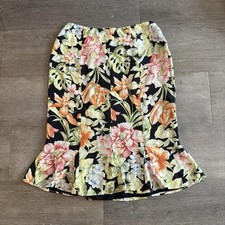 Talbot s 100 Silk Vintage Floral Midi Lined Skirt Zip Up Back - Size 4