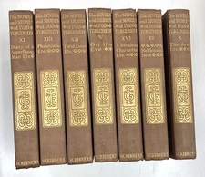 Lot x7 Books Brown Gilt Cloth Bindings Decor Staging Display Antique Old Vintage