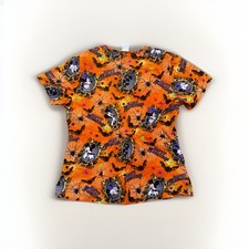 Disney Halloween Orange Mickey Minnie Mouse Scrub Top Womens M Medium