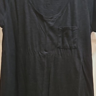Gap Easy Tee Black Jersey Pocket Short Sleeve Women's Scoop Neck T-Shirt Size L