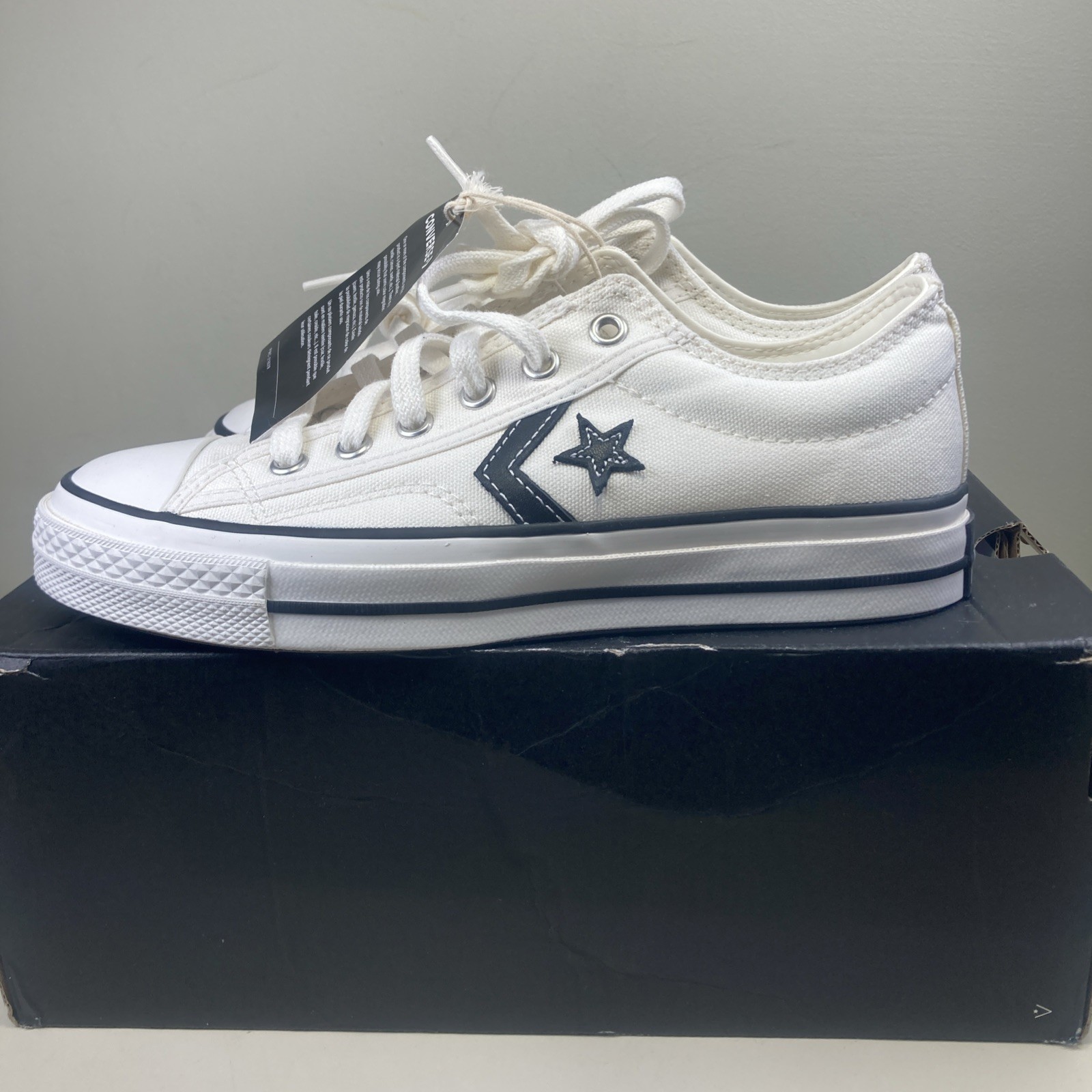 Converse Womens Star Player 76 Premium Canvas Trainers Sneakers White/Navy UK4.5