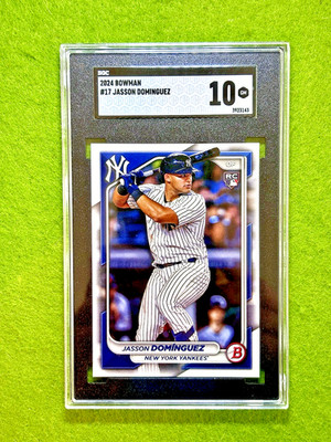 Jasson Dominguez SGC 10 GEM MINT ROOKIE CARD 2024 Bowman #17 RC NEW YORK YANKEES