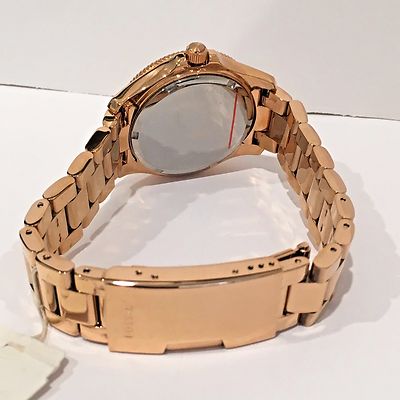 Fossil - Womens Rose Gold Stainless Steel Crystal Quarts Watch AM4454 Fossil Retro Traveller Rose Gold-Tone Stainless Steel Rose  main image 4
