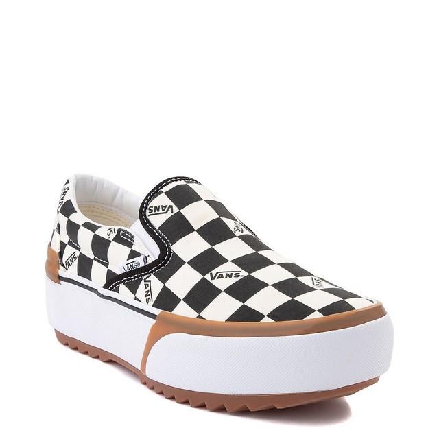 checkerboard slip on vans platform