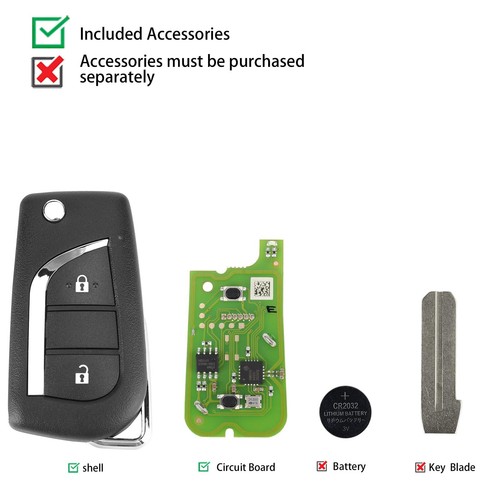 Xhorse XKTO21EN 2nd Generation Wire Remote Key for Toyota 2 Buttons - Picture 3 of 7