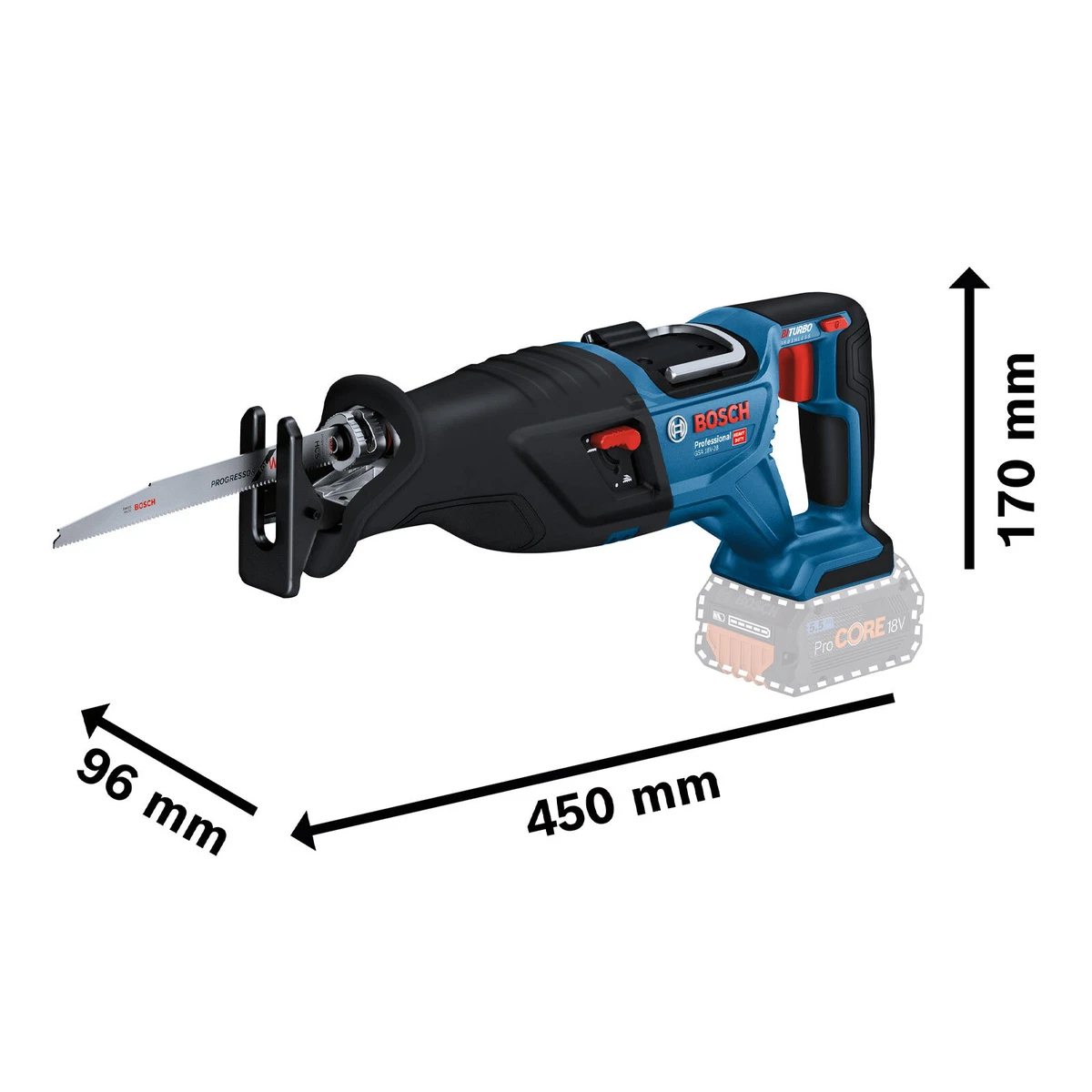Bosch Professional GSA 18V-28 solo Akku-Säbelsäge Schnappfunktion 