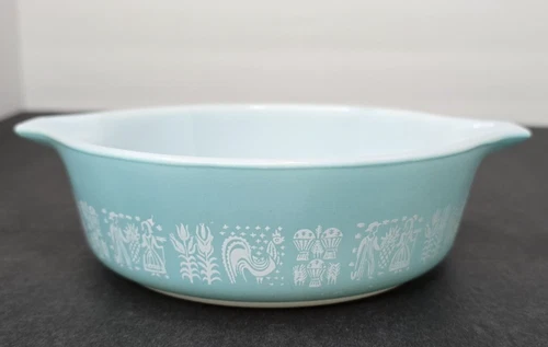 Vintage Pyrex 1 Pint Cinderella Bowl #471 Amish Butterprint Turquoise Blue