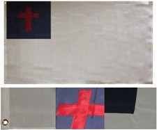 5x8 Embroidered Sewn Christian Cross Synthetic Cotton Flag 5'x8' Grommets Clips