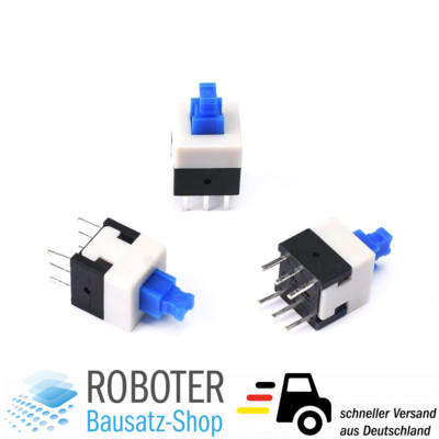 10 Stück Miniatur Druckschalter Rastschalter 8x8mm 6 Kontakte Ein / Aus Button