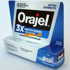 Orajel 3X Medicated Mouth Sores Instant Pain Relief Gel 0.42oz (12g) , exp 04/25