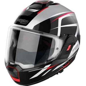 Nolan N120-1 Nightlife White Red Flip Front Full Rotation Motorcycle Helmet