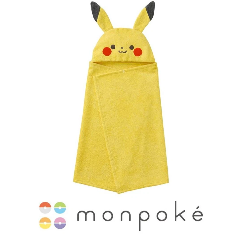 Monpoke Pokemon Pikachu hooded bath towel Baby Gift Japan New - Image 4 of 4