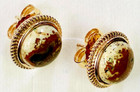 QVC 14K Yellow Gold Plated Sterling Silver Opaque Jasper Cabochon Stud Earrings — photo 2