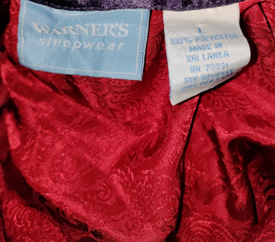 EXCELENTE CONJUNTO DE PIJAMA SATINADO ROJO ROPA DE DORMIR WARNER'S PARA MUJER TALLA L Foto 3 de 3