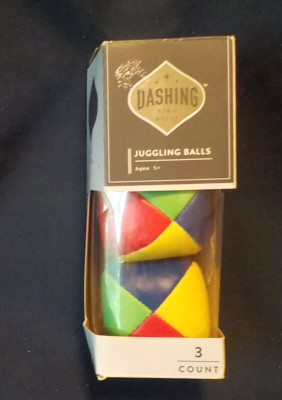 DASHING Set of 3 Multi-Colored Juggling 2'' Balls Ages 5+ Hand Eye Coordination