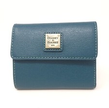 Dooney and Bourke Women's Italian Leather Teal Small Credit Card Flap Wallet