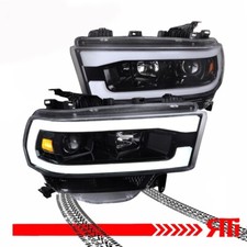 Glossy Black Housing Halogen Headlights Projector LED DRL Dodge Ram 2500 3500