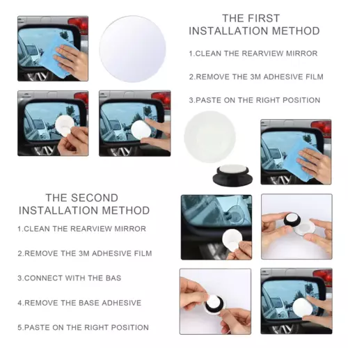 2PCS 360° Wide Angle Blind Spot Mirror Auto Convex Rear Side View Car Truck SUV - Bild 10 von 10