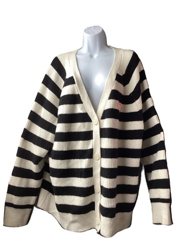 A New Day Black and White Striped Cardigain 3x