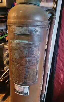 Vintage Red Star Copper/Brass Fire Extinguisher (Model - 303)