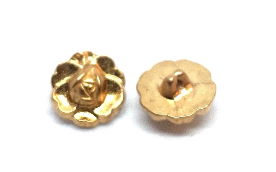 11.5mm X 10 Pcs Gold Round Floral Shank Button Flower Rose Tiny Bud Doll - Image 3 of 4