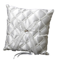 WEDDING RING PILLOW 7" BRIDAL COJIN PARA ANNILLO DE BODA WHITE Rhinestones
