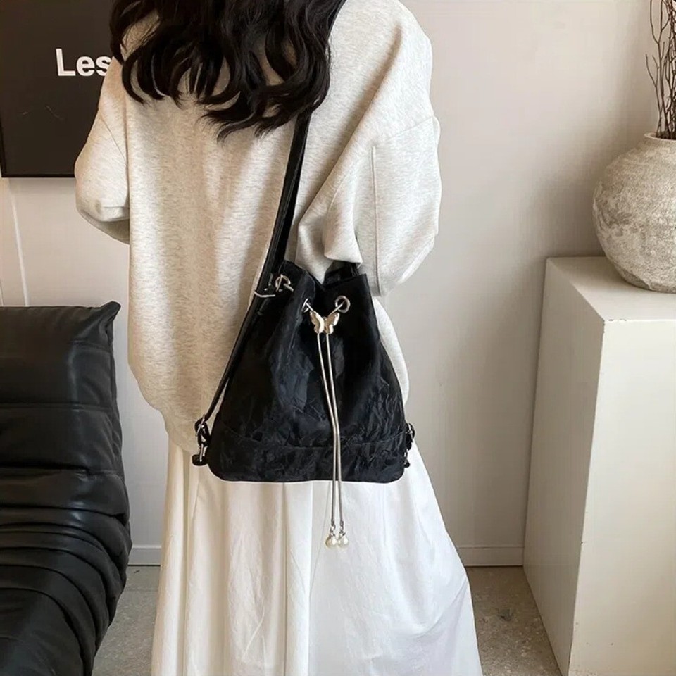 PU Leather Women's Backpack Drawstring Travel Bag New School Bag Ladies