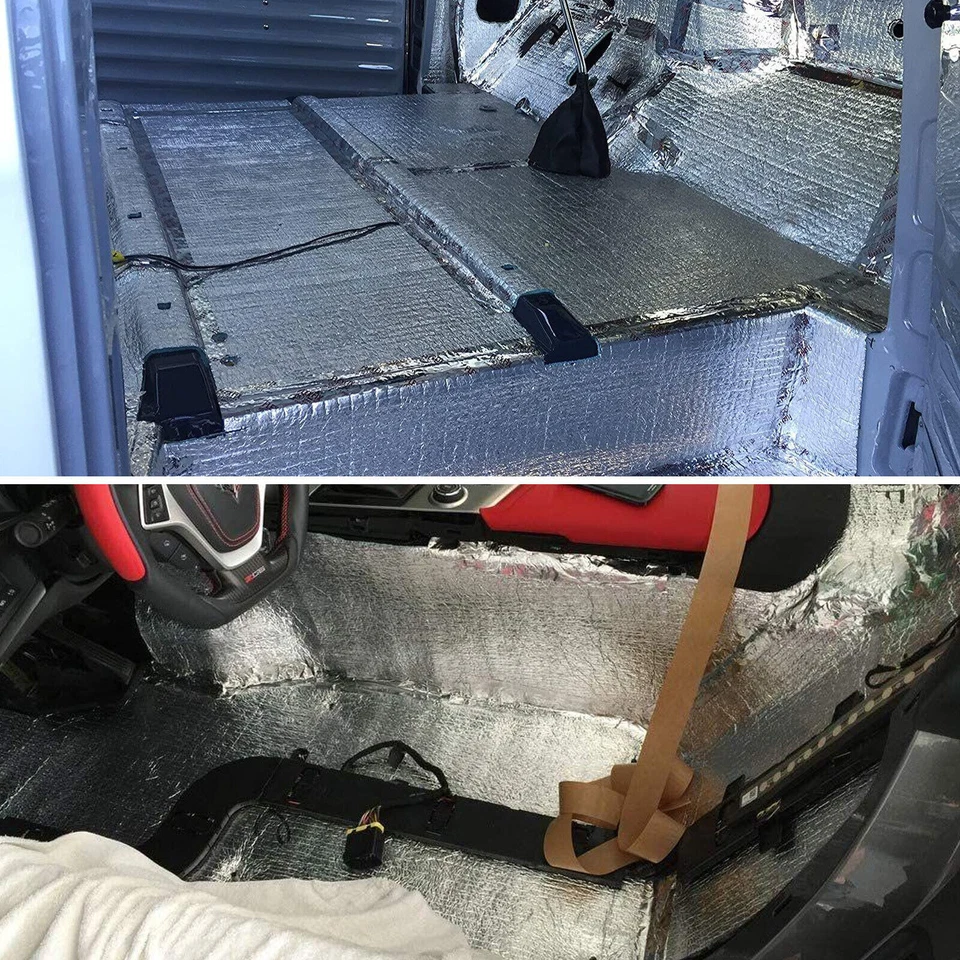 Amortiguador de sonido a prueba de ruido para automóvil furgoneta aislamiento protector térmico automático autoadhesivo Foto 3 de 4