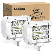 Nilight 2PCS 4Inch Triple Row LED Light Pods White Spot Flood Combo Lights