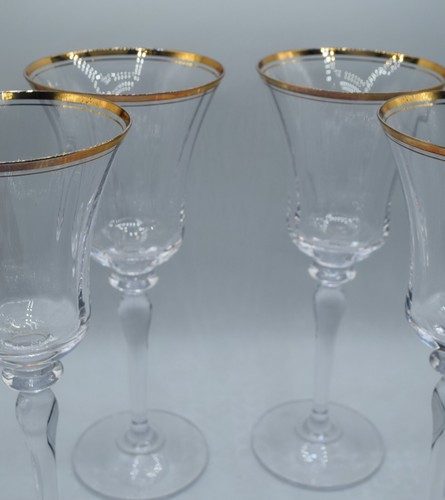 JUEGO DE 4 COPAS DE AGUA MIKASA CRISTAL JAMESTOWN ORO 9" CAJA ORIGINAL - Imagen 6 de 7