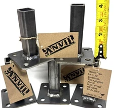 WELD ON 5 pack lot Metal Post repair for HANDRAIL  1" Sq. legs 4"h 3" x 3" PLATE