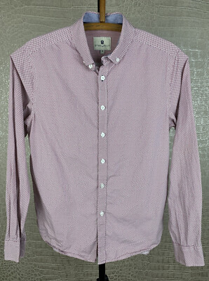 STEEL & JELLY Herren Gr. M Hemd Shirt langarm weiß rot gepunktet Baumwolle 6A8