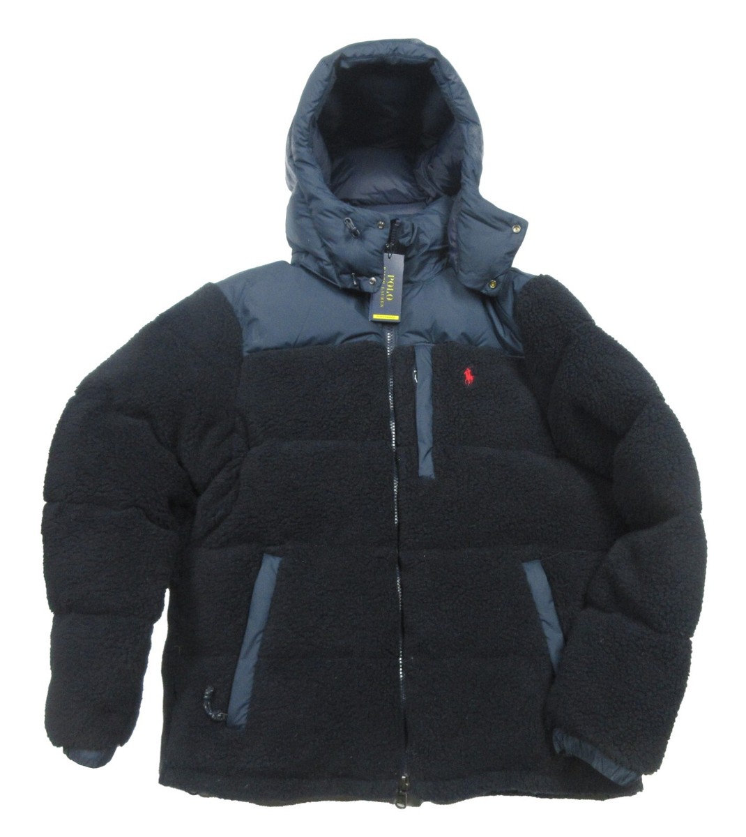 Polo Ralph Lauren Men's Navy Hi-Pile Sherpa Fleece Hybrid Down