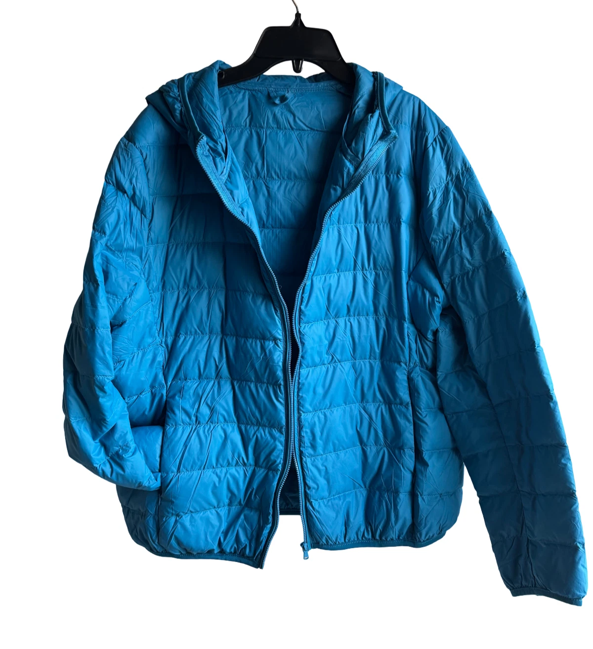 Women's Jacket Hoodie size XL Down Insulation Color Turquoise. Lightweight