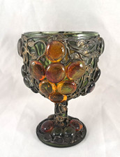 Metal Overlay Caged Green Glass Goblet Amber ...