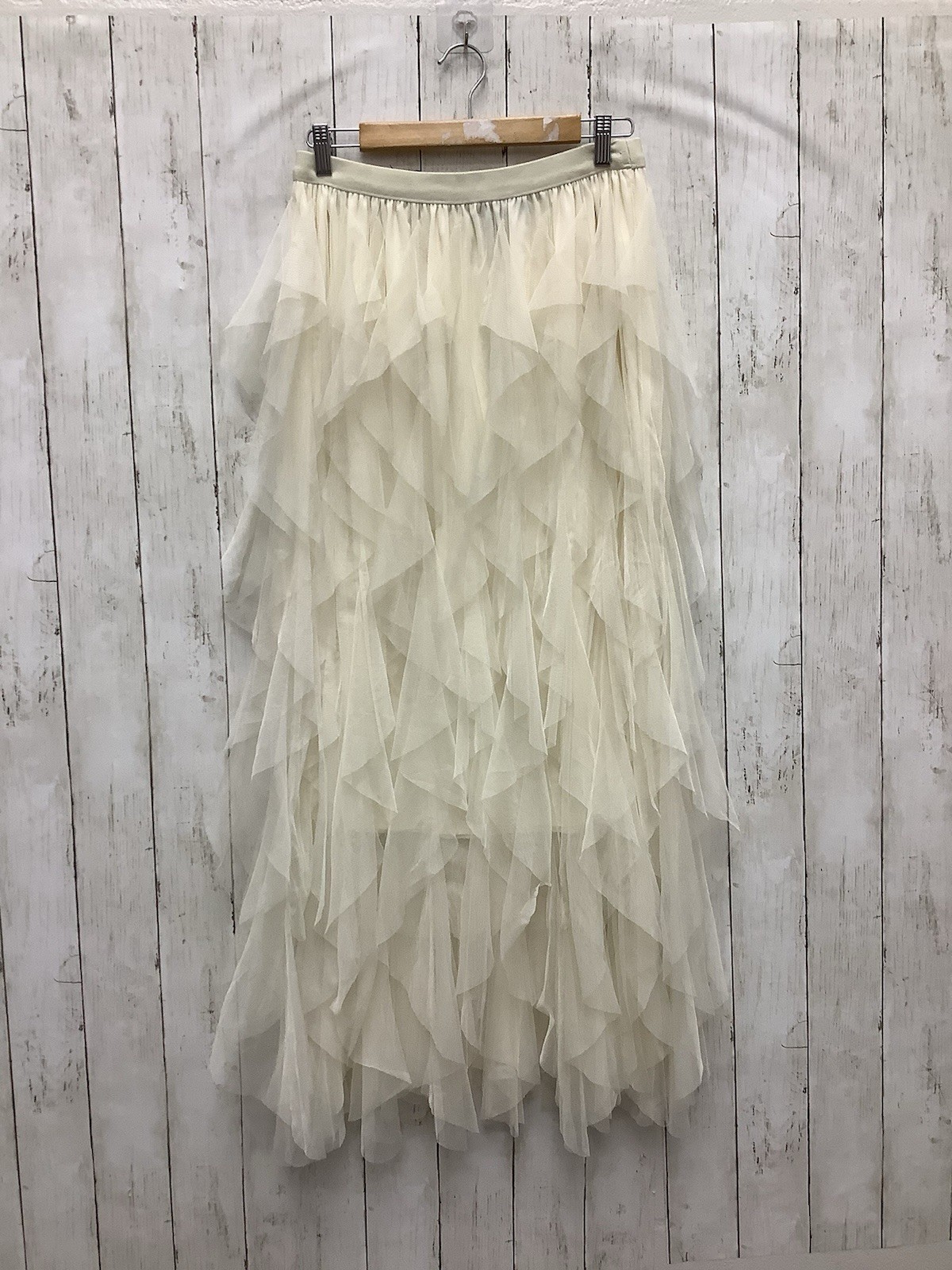 Soho Apparel Cream Tulle Tiered Ruffle Maxi Skirt Boho Whimsigoth Size XL