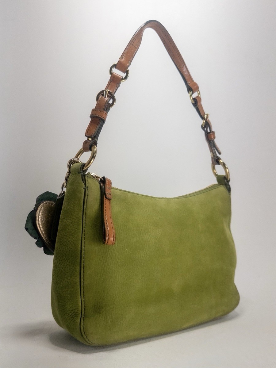 Vintage COACH Green Nubuck Leather Chelsea Hobo Demi Shoulder Bag