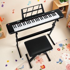 61-Key Light-Up Piano Digital Keyboard Set - Z-Stand Bench Black Mic Headphones