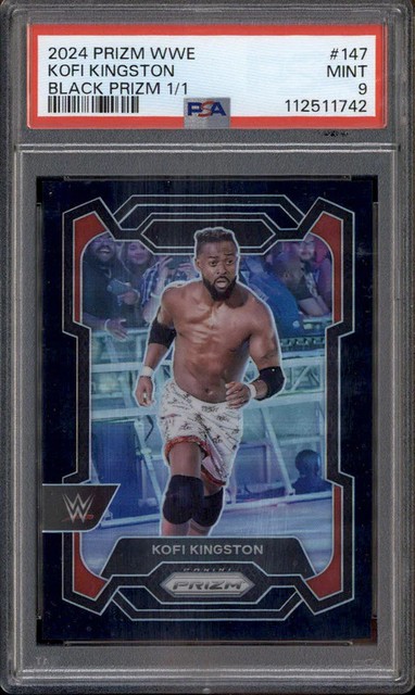 2024 Panini Prizm Wwe Black Prizm #147 Kofi Kingston 1/1 PSA 9