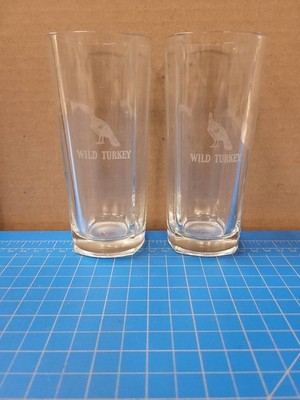Wild Turkey Bourbon Glasses Set 2 Barware Tumblers Whiskey Glass Drinkware
