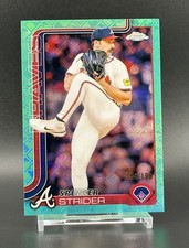 2025 Topps Chrome Logofractor #46 Spencer Strider Aqua /199 Atlanta Braves