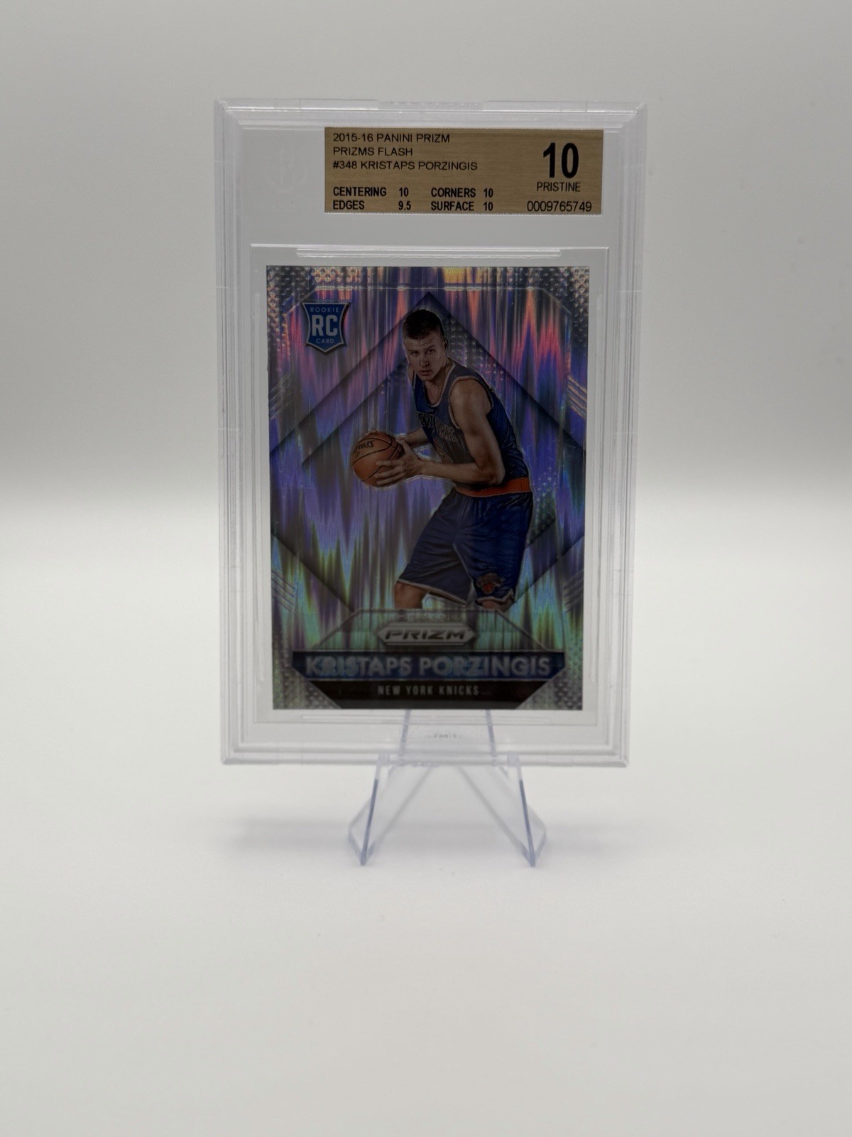 Panini 2015-16 Prizm Flash Prizm Kristaps Porzingis #348 Rookie BGS 10 Knicks