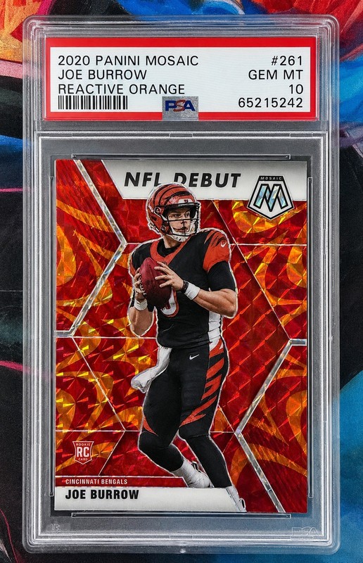 Joe Burrow Rookie 2020 Panini Mosaic Reactive Orange NFL Debut PSA 10 SP BENGALS