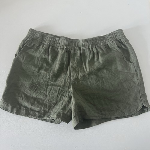 Maurices Linen Blend Shorts Womens XL Army Green Pull-On 4in Elastic Waist New