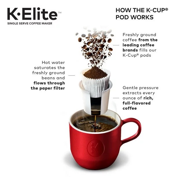 Keurig K-Elite Coffee Maker, Single Serve K-Cup Brewer &ndash; Brushed Silver
