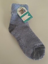 MUK LUKS Women's SOCKS Soft Faux Fur Top Purple Gray Non-Skid OSFM NEW