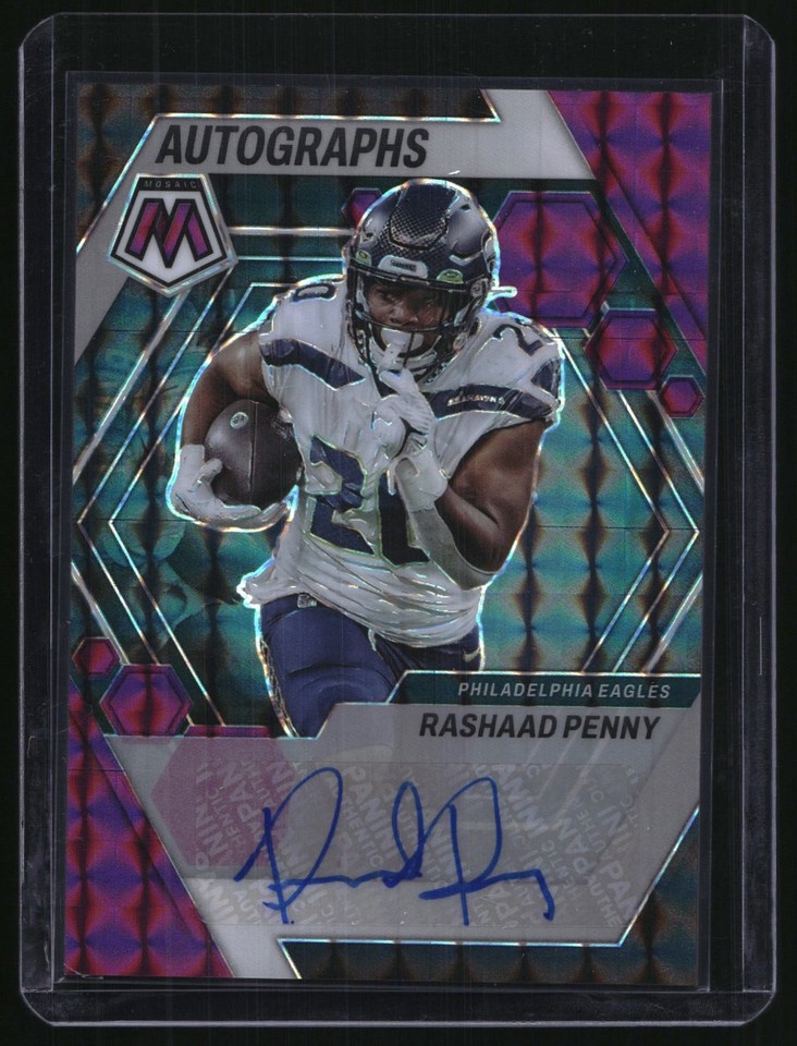 2023 Panini Mosaic Purple Autographs #AM-RP Rashaad Penny 27/49